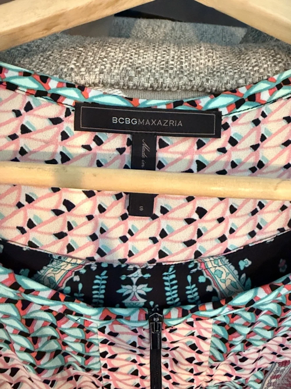 BCBG Max Azria Paisley Printed Romper in Turquoise, Coral & black - Picture 2 of 5